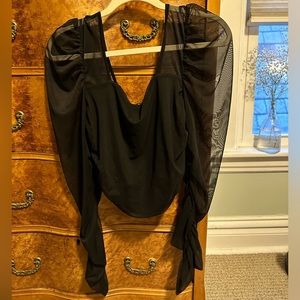 Misguided Cropped Top with Mesh Sleeves